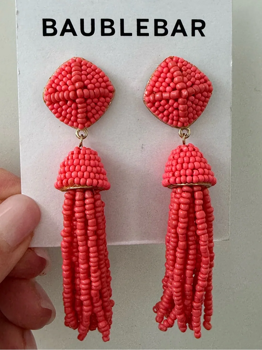 NEW Sugarfix by BaubleBar beaded tassel earrings in coral